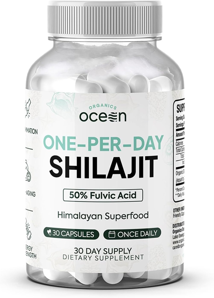 Shilajit pour hommes et femmes - Supplément Shilajit naturel pour la défense de l'âge, la force osseuse, le soutien hormonal et plus - 30 capsules Shilajit