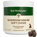 Véritables Mushroom Imune Pet Chews – Pour la santé quotidienne digestive et immunitaire – Champignons pour chiens et chats Traitement fonctionnel – Supplément de champignons pour chiens et chats – 1 à 4 Chews pour toutes les races et tailles (60 Nombre)