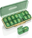 Organisateur de pilules 2 fois par jour, 7 jours par jour Pm Pill Box - Acedada Weekly Pill Organisateur avec contenant séparé, Portable Daily Medicine planner Dispenser Case pour la vitamine, huiles de poisson, suppléments, vert
