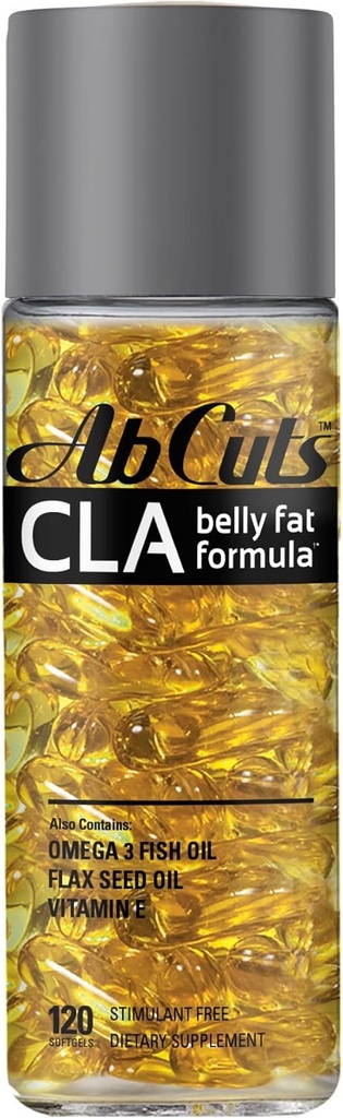 CLA Formule de graisse Belly - 120 Softgels faciles à avaler - Omega 3 Huile de poisson, huile de lin et vitamine E - aide à augmenter l'approvisionnement en antioxydants et la composition saine du corps