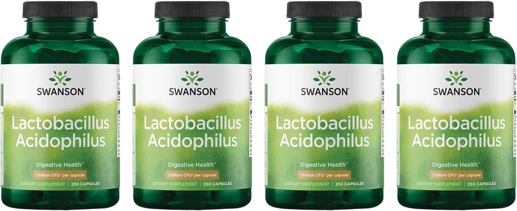 Swanson Lactobacillus Acidophilus - Supplément probiotique à l'appui de la santé digestive avec 1 milliard d'UFC par gélule - Promotion de la santé de l'intestin et du tube digestif - (250 gélules)