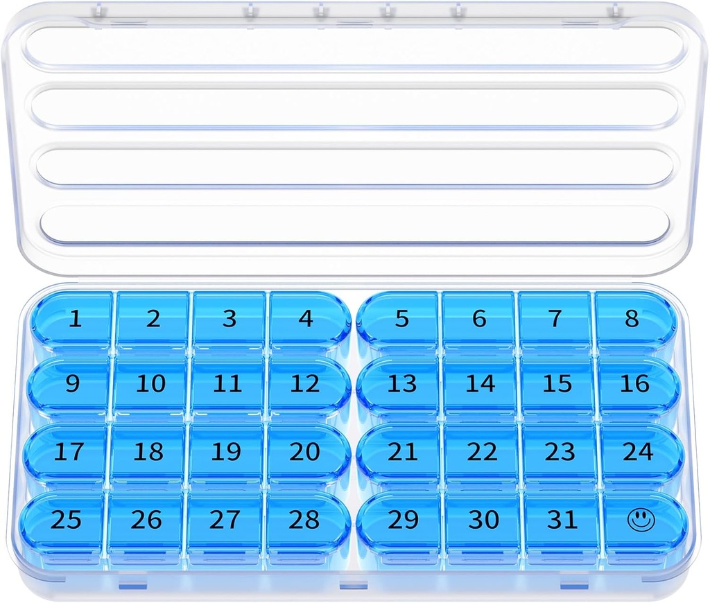 Zoksi Monthly Pill Organizer 1 fois par jour, 30 jours Pill Box Organizer, un mois cas de pilule pour le voyage, 31 jours conteneur médical quotidien pour les vitamines, suppléments et médicaments