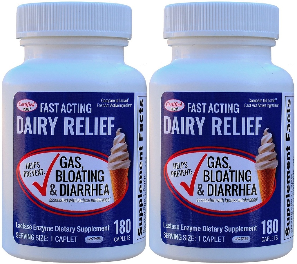 Lactase à action rapide 360 Caplets Générique Lactase Fast Act 9000 unités FCC par Caplet