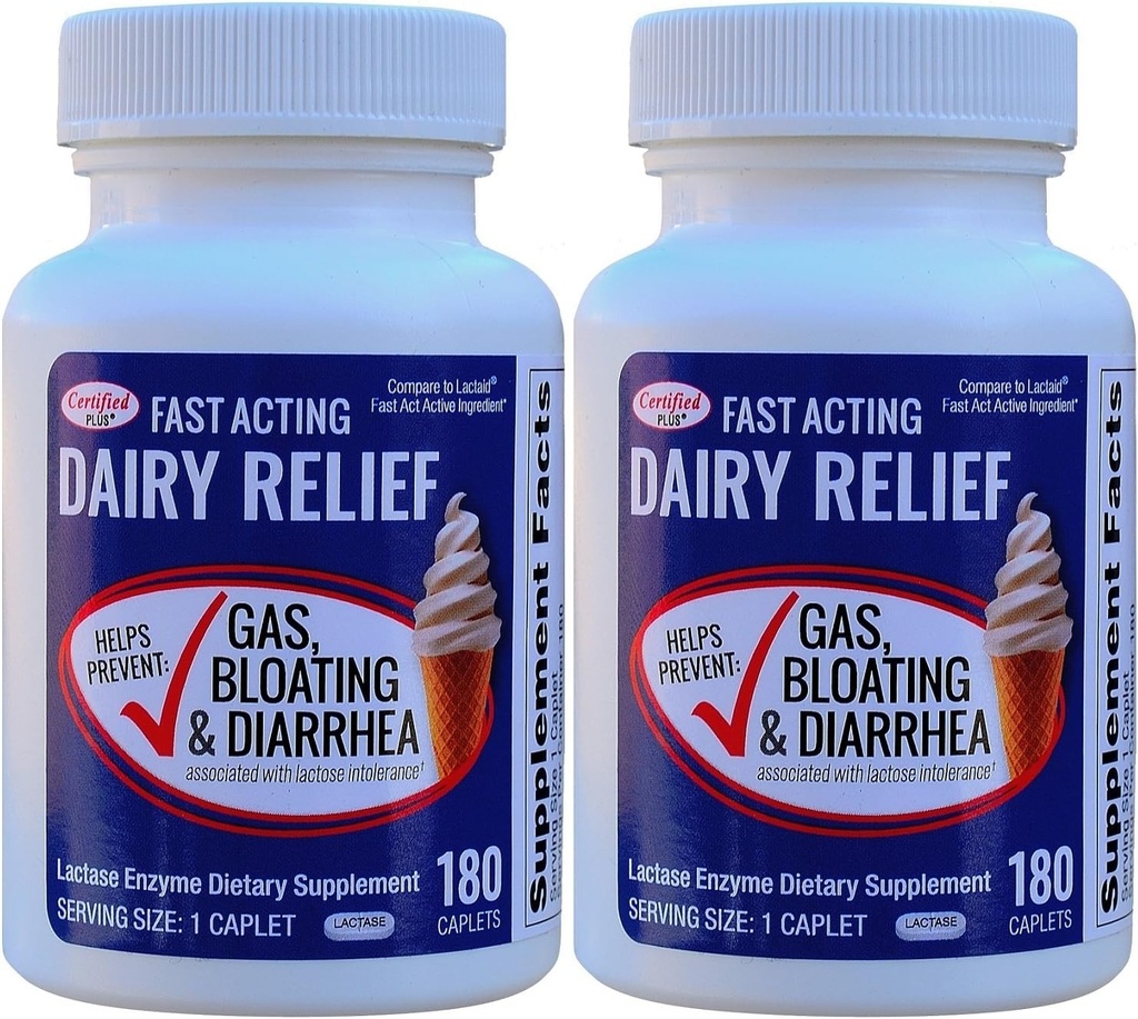 Lactase à action rapide 360 Caplets Générique Lactase Fast Act 9000 unités FCC par Caplet