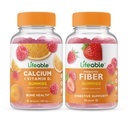 Calcium vital avec vitamine D + fibre prébiotique 5g, Gummies Bundle - Grande dégustation, supplément de vitamine, sans gluten, sans OGM, à mâcher