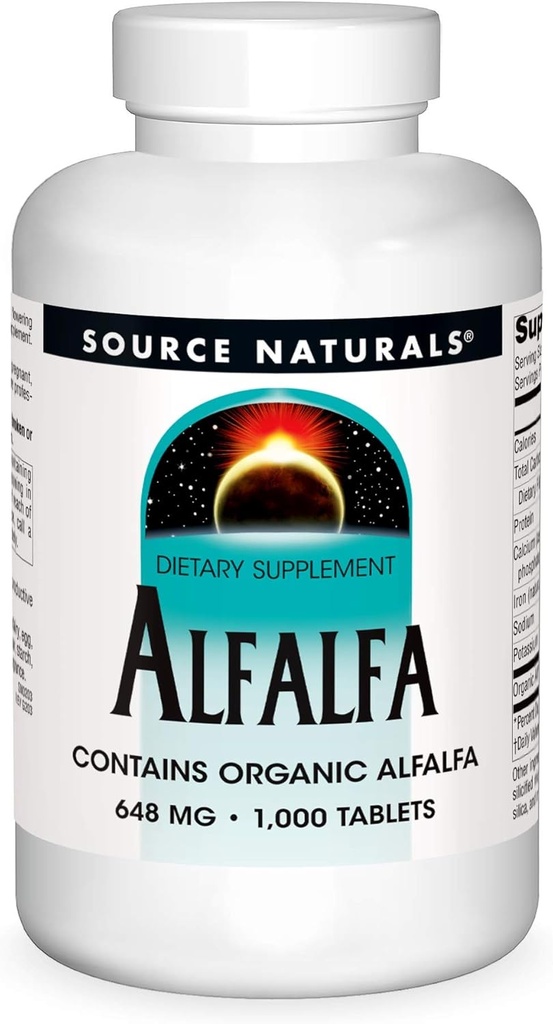 Source Naturals Alfalfa 10 supplément alimentaire de céréales - 1000 Comprimés