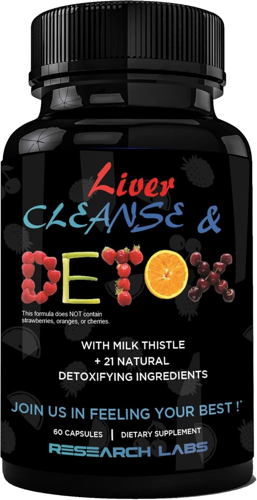 Laboratoires de recherche Doctor Recommended Premium Liver Detox Cleanse & Support w/Milk Thistle, Beet, Dandelion. 23 Herbes puissantes...