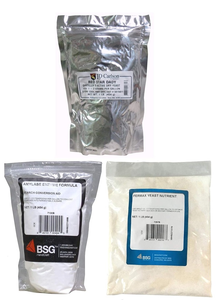 1 lb Amylase Enzyme - 1 lb DADY Distillers Levure - 1 lb Fermax Nutriment