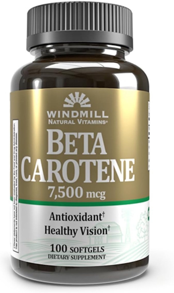 Beta Carotene 25 000 MU softgels par moulin à vent - 100 ea