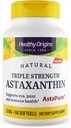 Origines saines Astaxanthine 12 mg (Natural, Astapure, Triple Strength, Non-OGM, Sans gluten, Eye Support, Joint Support, Immune Support), 60 Softgels