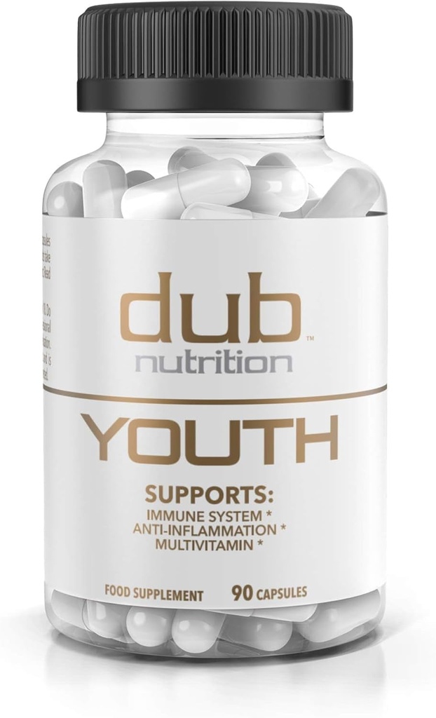 Jeunes - Formule avec Acai, Resvératrol, Curcumine, Vitamines A, C, D, E, B12 et CoQ10 - Soutienne l'immunité et la mobilité - 90 Capsules