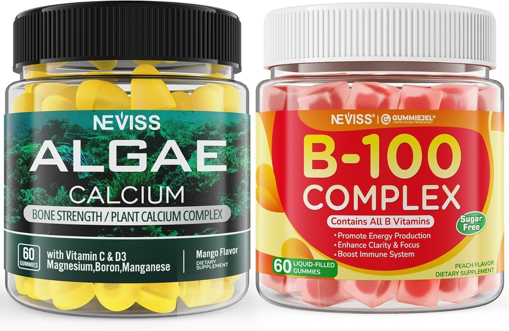 NEVISS Algae Calcium Gummies+ Gommies complexes de vitamine B100
