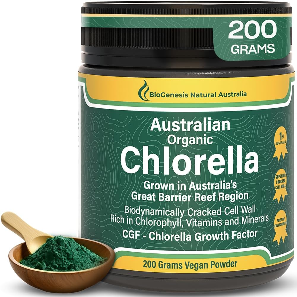 Biogenesis Poudre de Chlorelle biologique – 200g d'Australien Grown.