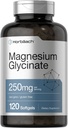 Horbäach Glycinate de magnésium 250 mg 120 Softgels Supplément sans OGM et sans gluten