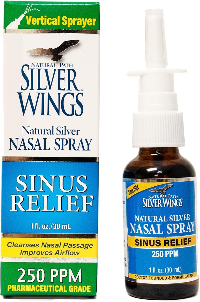 Path naturel Silver Wings Sinus Relief Spray nasal en argent naturel - 250ppm - 1oz