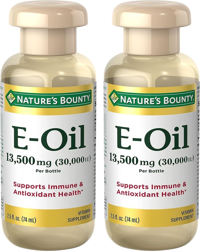 Huile de vitamine E de Bounty de la nature, soutient l'immuno & antioxydant, 30 000UI vitamine E, topique ou orale, 2,5 fl Oz (paquet de 2)