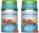 Nature's Truth Ashwagandha Gummies (60 gummies de saveurs tropicales) Vegan, non OGM et supplément sans gluten