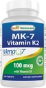 Meilleurs naturels vitamine K2 (MK7) avec supplément D3 os et santé cardiaque (5000 UI vitamine D3 et 100 mcg vitamine K2 MK7), 180 comprimés