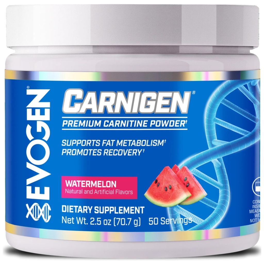 Evogen Carnigen - Premium Carnitine Powder (en poudre) prend en charge le métabolisme des graisses et favorise la récupération (en supplément de la carnitine L sans stimulant avec l'acétyle L-Carnitine)