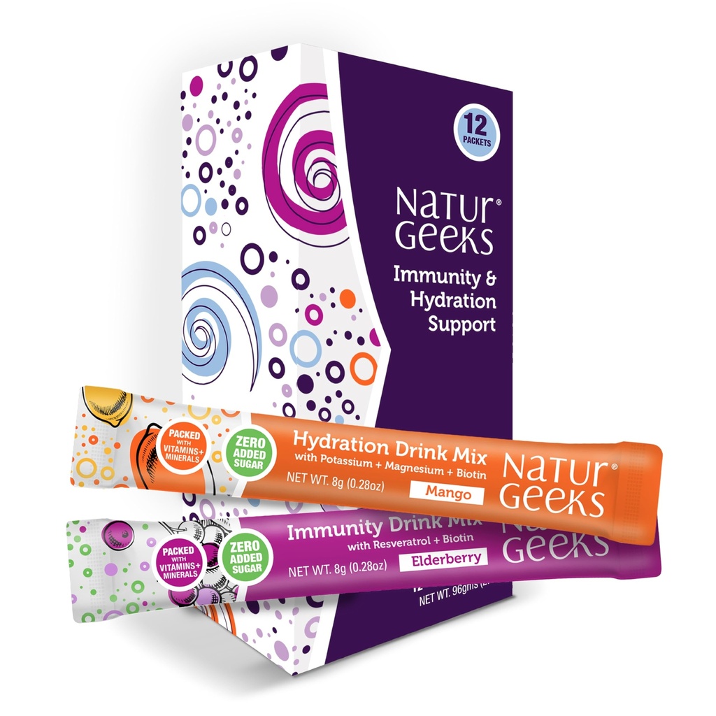 NutraGeeks Vegan Electrolytes Powder Packets – Electrolytes sans sucre pour l'hydratation instantanée – Poudre d'hydratation avec des arômes de mûre et de mangue – Pas de sucre, 12 portions