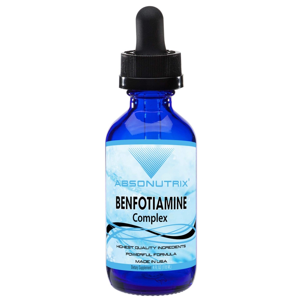 Absonutrix Benfotiamine Complex 300 mg, 4 Fl Oz bouteille, 200 portions, haute biodisponibilité, ingrédients de potentiel, absorption rapide, sans cruauté, non-OGM, tiers testé, certifié GMP, fabriqué aux États-Unis