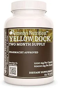 La nutrition de Remedy Yellow Dock Root $ 1 000 mg, 60 Capsules végétaliennes supplément alimentaire à base de plantes $ 2 mois d'approvisionnement
