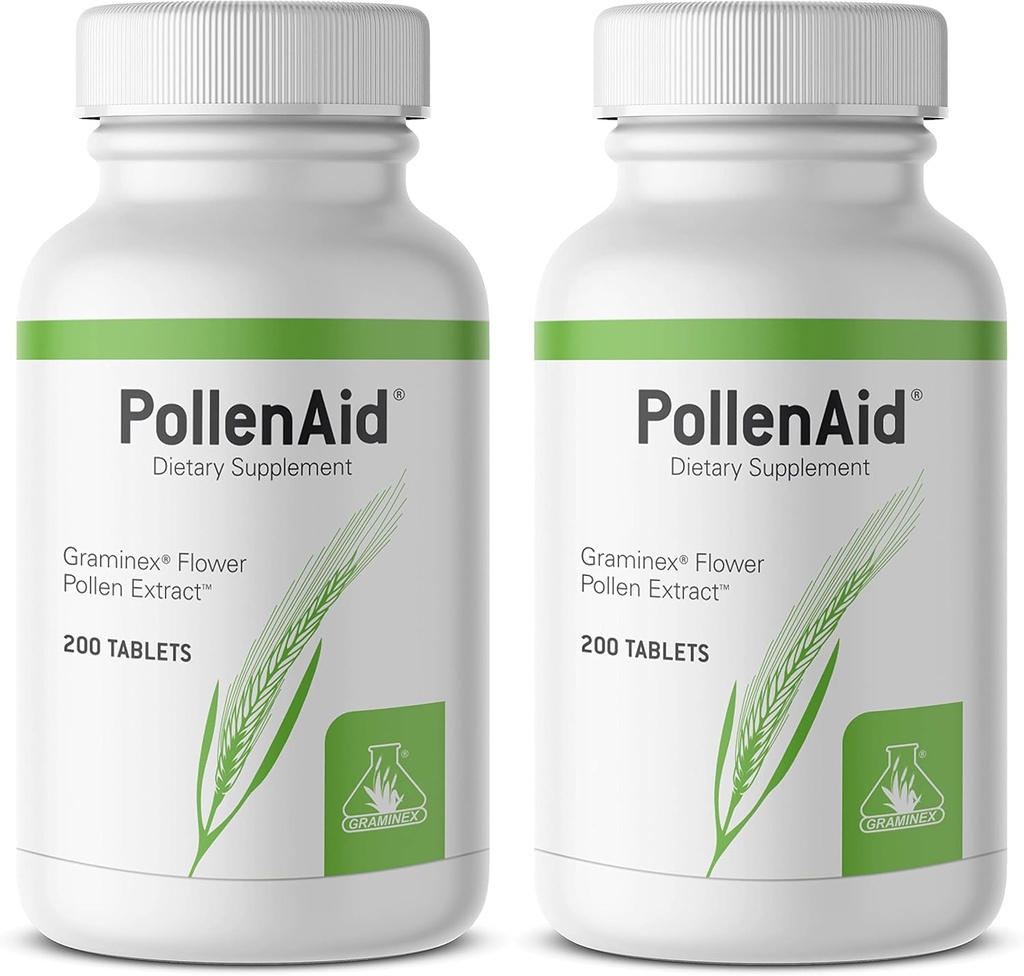Graminex PollenAid Prostate Supplement: All Natural Prostate Support for Bladder Control & Urinary Tract Health, Extrait de Rye Pollen fabriqué aux États-Unis, 200 comprimés (paquet de 2)