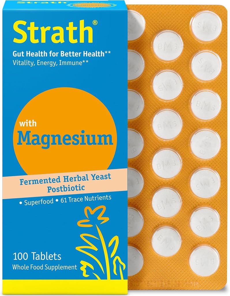 Strate avec Magnésium Herbal Levure Postbiotique 100 Comprimés Supports Fonction Immunissable Favorise le bien-être