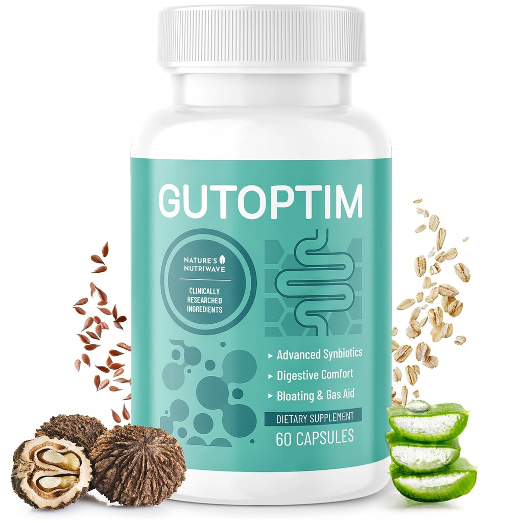 GutOptim Probiotics & Prebiotics Capsules de pré et de probiotiques pour la santé synbiotique Gut & Bloating Relief pour les femmes et les hommes Enzyme avec des probiotiques pour la santé digestive
