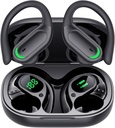 Ecouteurs sans fil Bluetooth 5.4 Casques, 96h Temps de jeu, Étui de charge sans fil Affichage LED, Casques d'oreille, Annulation de bruit ENC, Son Hi-Fi, IP7 étanche, pour les entraînements sportifs (noir profond)