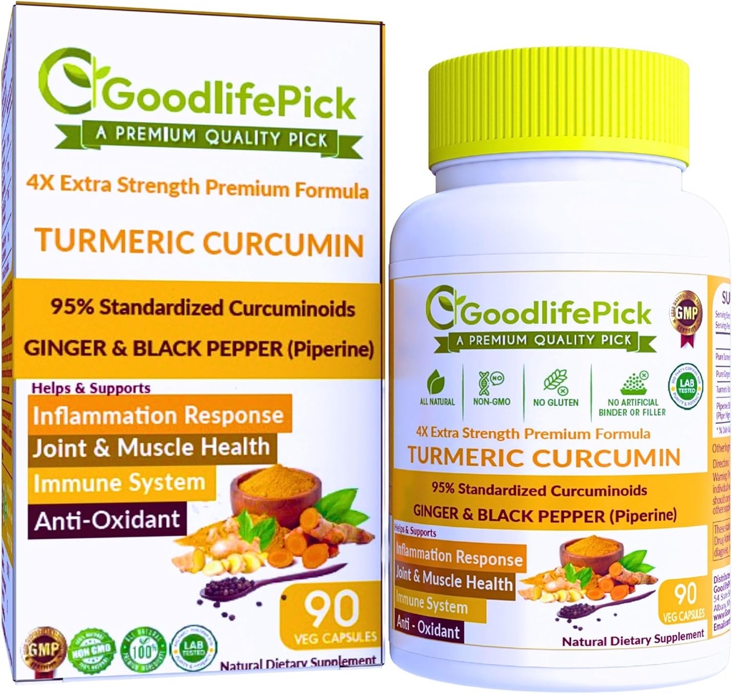 Capsules curcuma premium avec gingembre et poivre noir. Supplément curcuma de Curcumine curcuma 95 % Curcuminoïdes et racines de gingembre TousNatural NonGMO NO Poudre de riz NON Stéarate NON Silica NO Gluten 90ct