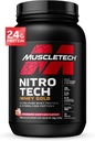 Poudre de protéines de lactosérum , MuscleTech Nitro-Tech Poudre de protéines d'or de lactosérum , Mélange de protéines de lactosérum isolate , Poudre de protéines pour les femmes et les hommes , Poudre de protéines de fraise, 2 livres (28 portions)-emballage varie