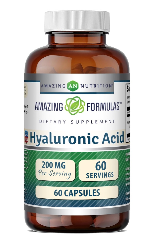 Formules étonnantes Acide hyaluronique 200 Mg Par Serving Capsules Supplément de produit non-OGM