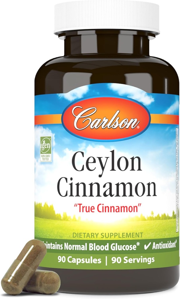 Carlson - Ceylon Cinnamon, Cinnamon Supplements, 500 mg, Cinnamon Extract Pills, Ceylon Cinnamon Capsules, 90 Capsules.