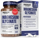 Glycinate de magnésium 500mg - Supplément de magnésium à haute absorption chélaté et tamponné pour soutenir le stress, la digestion, les os, le sommeil, les nerfs et la santé musculaire - Fabriqué aux États-Unis - 120 Capsules Vegan