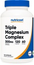 Nutricost Triple Magnésium Complex (300mg, 120 Capsules) - de Di-Magnésium Malate, Bisglycinate et Citrate, 60 portions