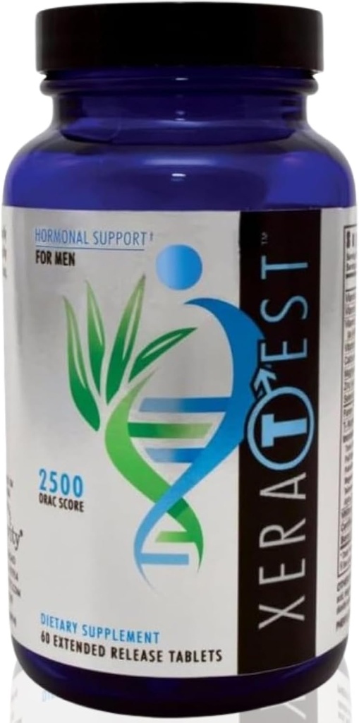 Youngevity XeraTestTM Hormonal Support for Men - Hormonal Wellness & Brain Health - with Fucoidan Blend, Whole Foods, Fenugreek - Supplément botanique sans hormones - (60 comprimés à libération prolongée)