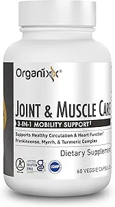 Organixx Supplément curcuma organique pour soins articulaires et musculaires, 3-en-1 Frankincense, Turmeric et Myrrh Supplément de soutien articulaire pour soins de santé et articulaires Capsules de soins du corps, soutient l'gonflement, la tension, 60 capsules