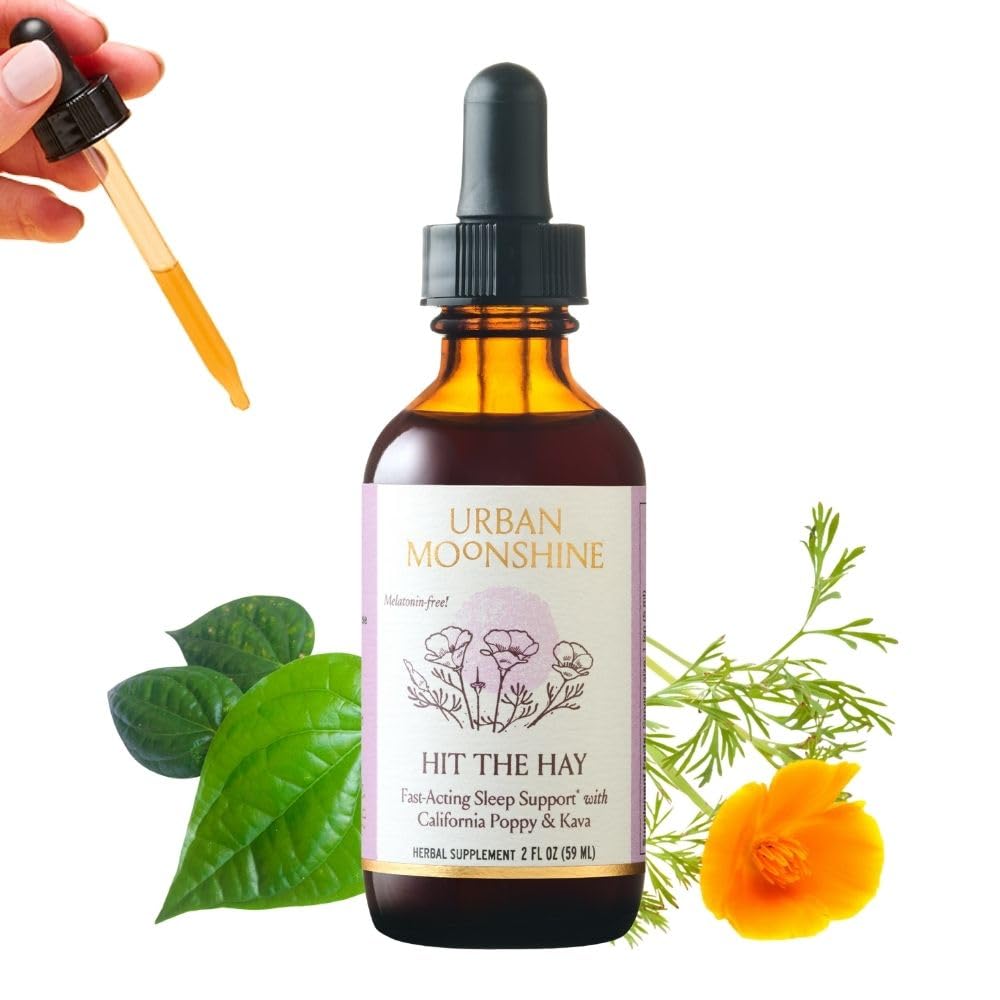 Urban Moonshine Hit The Hay - Support de sommeil rapide par action* avec California Poppy & Kava - Supports Relaxation* - Pour une utilisation à court terme - Supplément à base de plantes sans gluten - 2 Fl Oz