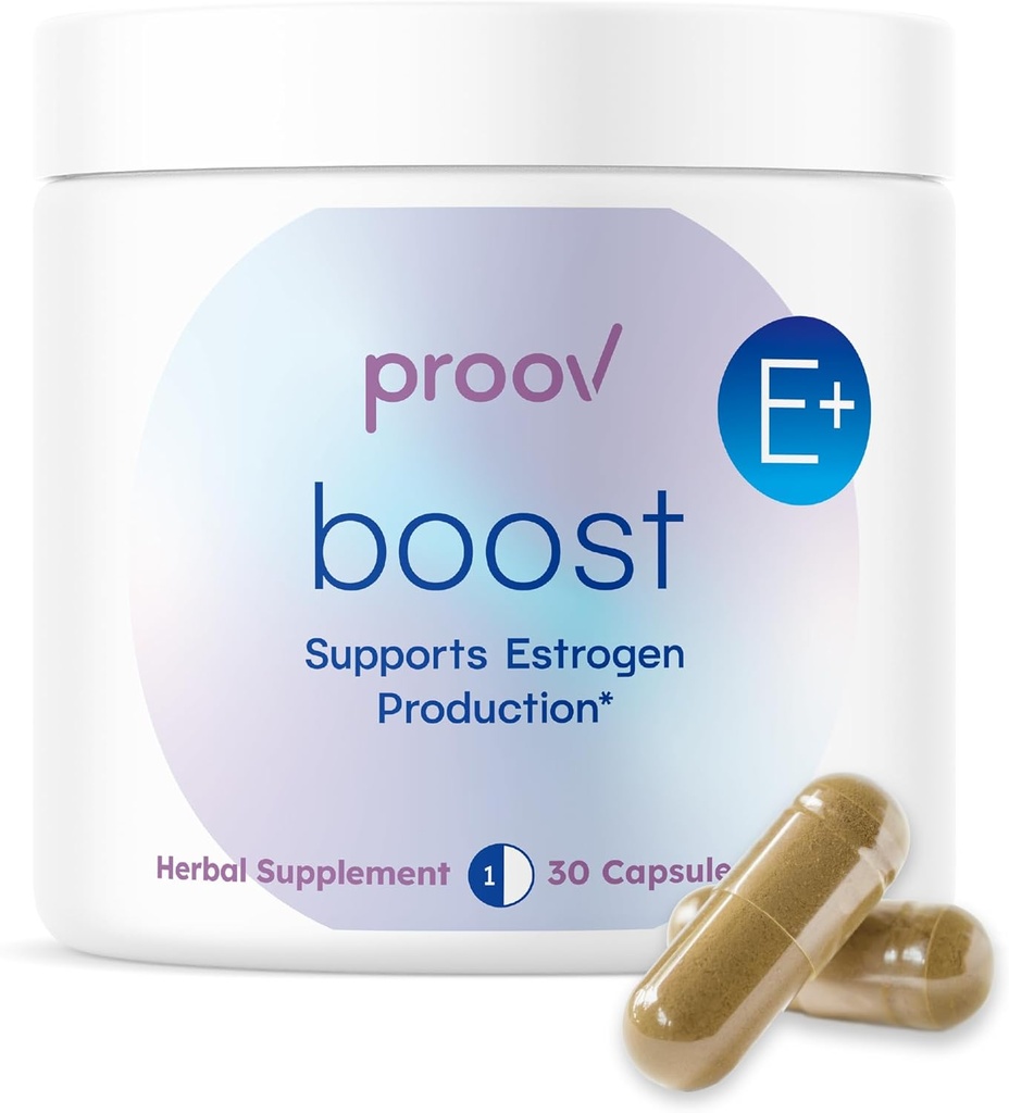 Proov - Boost Supplement for Women - Promotes Estrogen Production - Fertility & Menopausal Support for Women - Hormonal Balance - Evening Primrose Oil Red Clover, Dong Quai, Black Cohosh - 30 Capsules