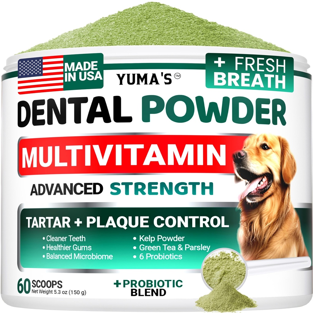 Poudre dentaire avancée pour chien, rafraîchisseur respiratoire avec multivitamine, nettoyage des dents de chien, mauvais respirateur et tartare et enlever la plaque pour chiens Probiotics lab co, soins buccodentaires pour animaux de compagnie - vitamines et suppléments