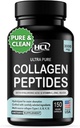 HCL HERBAL CODE LABS Collagen Peptides Poudre avec vitamine C et acide hyaluronique - Sources les plus propres et absorption super élevée - Hydrolysed Multi Type I, II, III, V, X - Supplément capillaire (capsules)