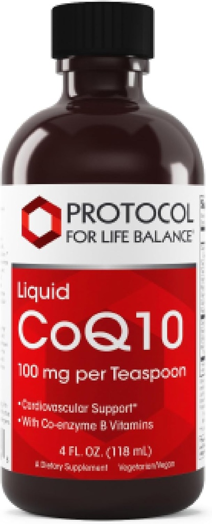 PROTOCOLE POUR LA BALANCE VIE Liquid CoQ10 - pour la santé cardiovasculaire - Antioxydants Supplément nutritionnel - avec vitamine B6 et B12 - NAD & D-Ribose - Production d'énergie - 4 fl oz