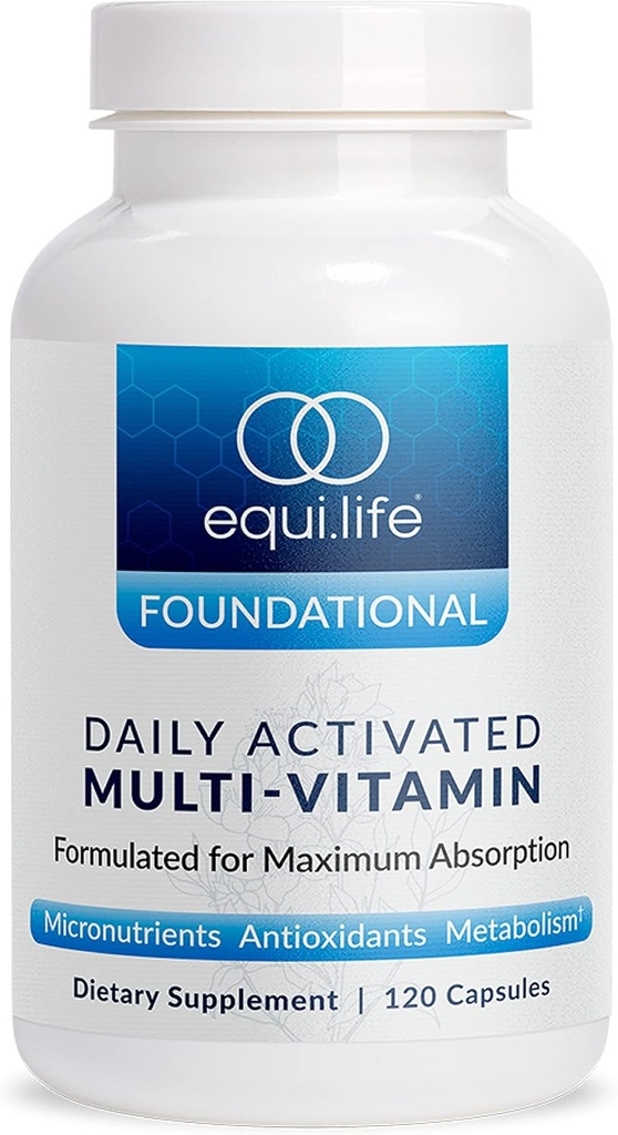 Multivitamine activée quotidiennement Equilife, 21 nutriments essentiels avec complexe B, formule antioxydante pour le bien-être général, sans gluten, sans OGM, 120 capsules