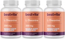 BESTVITE L-Theanine 200mg (360 gélules végétariennes) (120 x 3) - Pas de stéarate - Vegan - Non OGM - Sans gluten