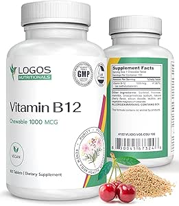 Vitamine à croquer B-12 1000 Mcg-Mcg-Supplément pour les cheveux, la peau et les ongles - 100 comprimés
