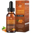 (2 Pack) Supplément curcumin curcumin curcuma biologique avec poivre noir et gingembre - gouttes d'extrait curcuma liquide (avec cannelle, romarin) - Support de mobilité et de flexibilité et santé digestive - 1 Fl Oz
