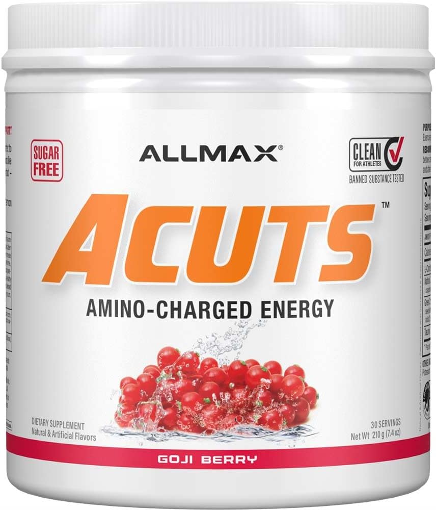 ALLMAX Nutrition AMINOCUTS (ACUTS), boisson énergétique avec Taurine, L-Carnitine, Extrait de fève de café vert, Goji Berry Martini, 30 portions