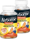 Airborne 750mg Vitamine C Supplément de soutien immunitaire Gommies pour adultes, saveur orange zeste, mélange sans gluten avec des antioxydants puissants Vitamines C & E, 42 Gommies (2 Pack)
