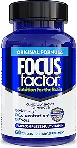 Facteur de concentration Nutrition pour le cerveau, amélioration de la mémoire et de la concentration Supplément cerveau, multivitamine complète avec les vitamines B6, B12, D, Bacopa Monnieri & Tyrosine, 60 Compte (2 Pack)